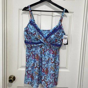 Kenneth Cole Plus Size Tankini Swimwear Sz 1X